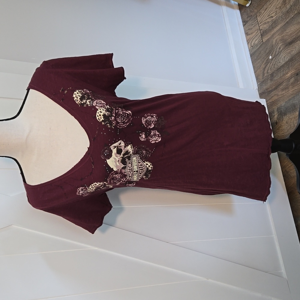 Harley-Davidson Tshirt Flowers & Skulls